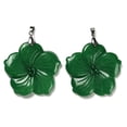 thumbnail image 1 of 5pcs Natural Malaysia Jade Pendants Flower Charms with Platinum Plated Iron Snap on Bails 46x47.5x7.5mm Hole: 6x4mm, 1 of 3