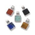 thumbnail image 1 of 5pcs Natural Mixed Stone Pendants Rack Plating Brass Charms Long-Lasting Plated Lead Free & Cadmium Free Square Mixed Dyed and Undyed Platinum 16.5x10x5mm Hole: 2.5x4.5mm, 1 of 4