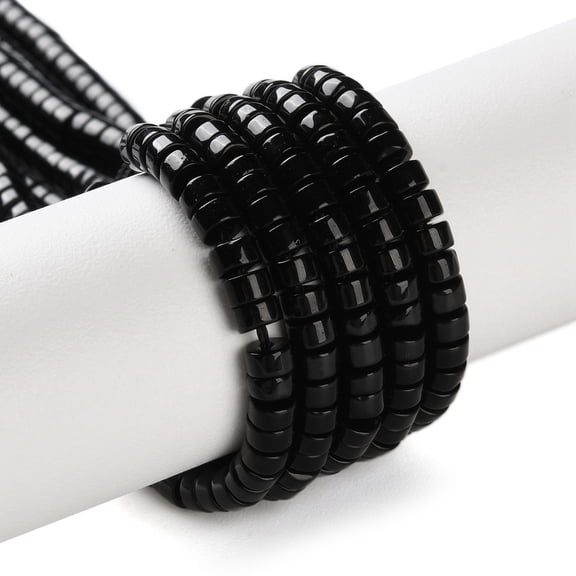 5pcs Natural Obsidian Beads Strands Heishi Beads Flat Round/Disc 4x2~2.5mm Hole: 0.7mm about 154pcs/strand 15.35''(39cm)