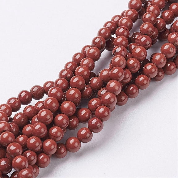 5pcs Natural Red Jasper Round Beads Strands FireBrick 4mm Hole: 0.8mm about 86~90pcs/strand 14 inch