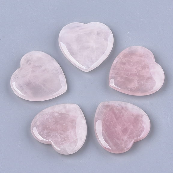 5pcs Natural Rose Quartz Heart Love Stone Pocket Palm Stone for Reiki Balancing 34~35x35x7~8mm