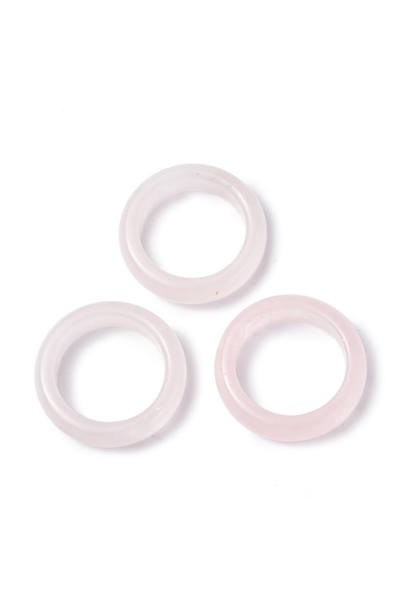 5pcs Natural Rose Quartz Plain Band Ring Gemstone Jewelry for Women US Size 6 1/2(16.9mm)