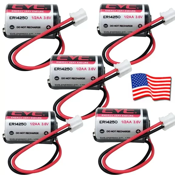 5pcs New EVE ER14250 3.6V LS14250 1/2 AA Size 1200mAh Lithium Battery w/ Plug US STOCK