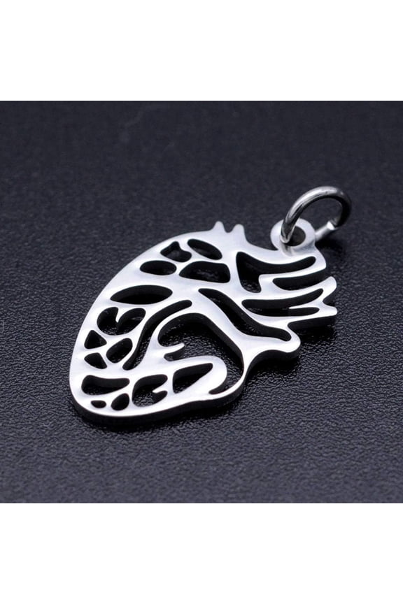 5pcs Non-Tarnish 201 Stainless Steel Pendants Anatomical Organ Heart Shape with Unsoldered Jump Rings Stainless Steel color 20x12x1mm Hole: 3mm Jump Ring: 5x0.8mm