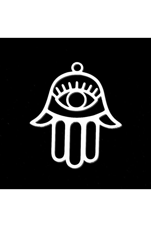 5pcs Non-Tarnish 201 Stainless Steel Pendants Laser Cut Hamsa Hand//Hand of Miriam with Stainless Steel color 28x23x1mm Hole: 1.8mm