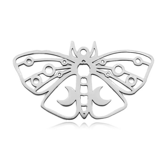 5pcs Non-Tarnish 201 Stainless Steel Pendants Laser Cut Moth Stainless Steel color 20.5x36x1mm Hole: 1.6mm