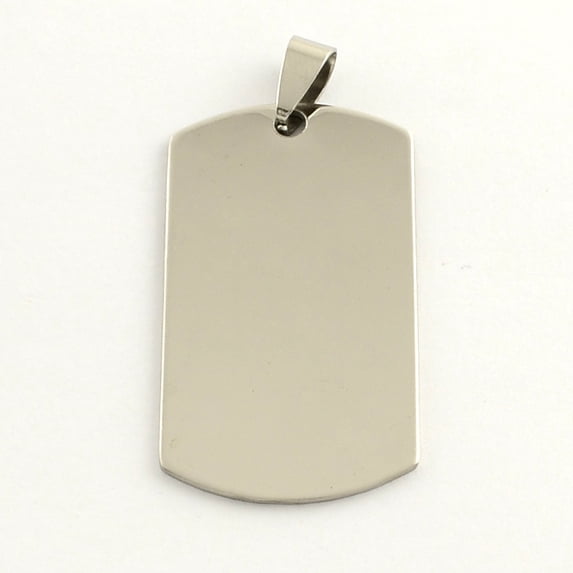 5pcs Non-Tarnish 201 Stainless Steel Rectangle Stamping Blank Tag Pendants with Snap on Bail Stainless Steel color 43x24x1mm Hole: 3mm