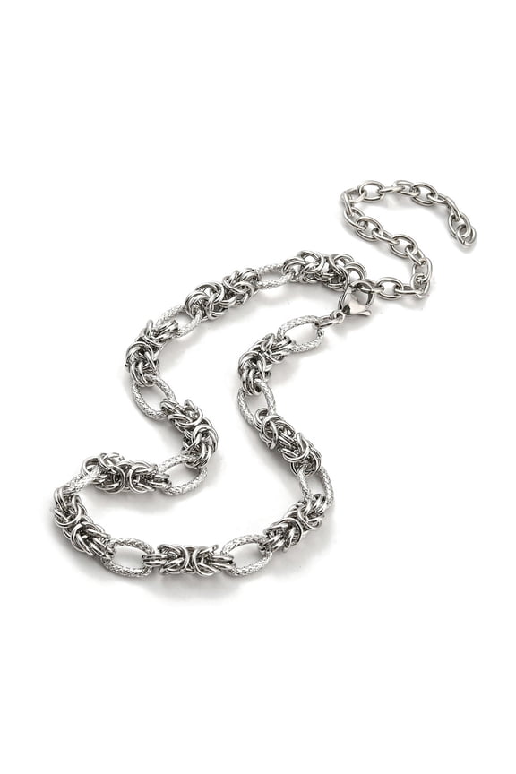 5pcs Non-Tarnish 304 Stainless Steel Byzantine Chain Necklaces Chainmaille Weaves Jewelry Stainless Steel color 12.76 inch(32.4cm)
