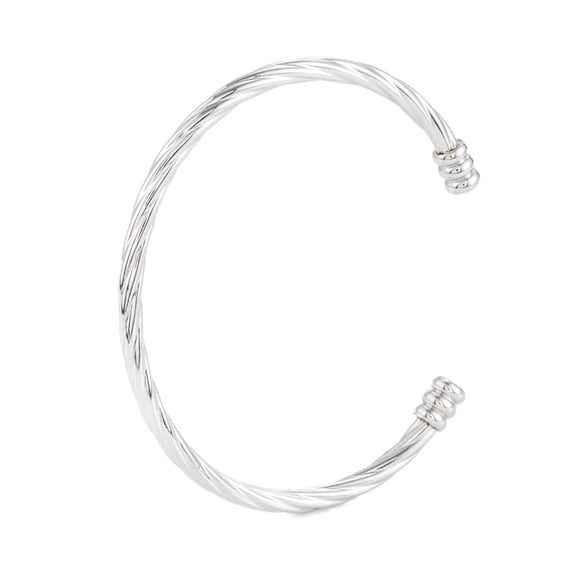 5pcs Non-Tarnish 304 Stainless Steel Cuff Bangles Cable Wire Open Bangles Stainless Steel color Inner Diameter: 2-3/8 inch(5.9cm)