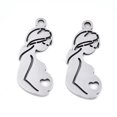 thumbnail image 1 of 5pcs Non-Tarnish Mother's Day 201 Stainless Steel Pendants Laser Cut Pregnant Woman Stainless Steel color 23x10x0.9mm Hole: 1.6mm 5pcs, 1 of 2