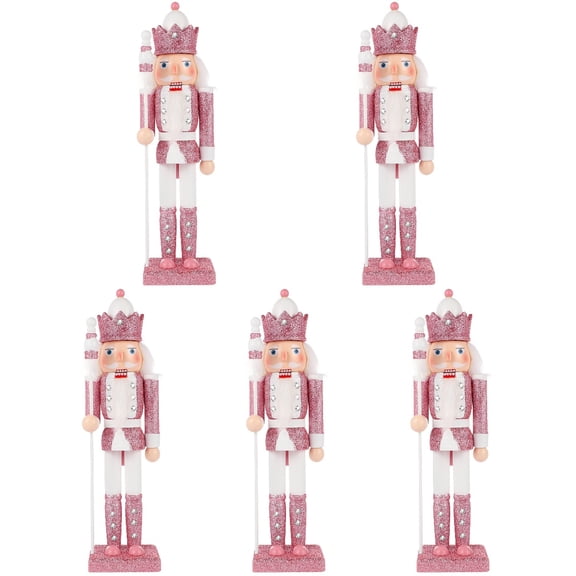 PartyKindom Wood Nutcracker Decorations Multi-Colored Traditional Craft 5Pcs