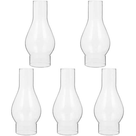 5pcs Oil Lamp Chimney Vintage Glass Chimney Shade Antique Clear Kerosene Hurricane Lamp Globe Shades Replacement Oil Lantern Shade Cover