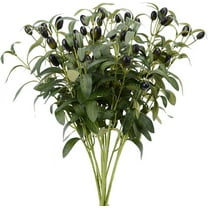 5pcs Olive Branch Artificial Plants Greenery Stems Faux Olive Branches for Vases (Green)