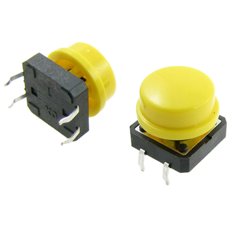 Uxcell 5 Pcs PCB Momentary Tactile Push Button Switch 12 x 12mm x 11mm 4 Pin Dip + Cap | Harfington