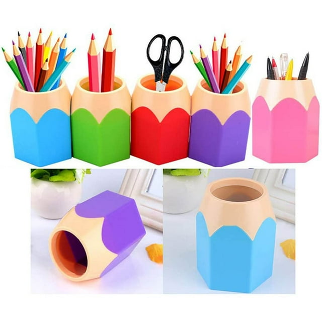 5pcs Pencil Shaped Pen Holders,Pencil Storage Organizer,Cute Desktop