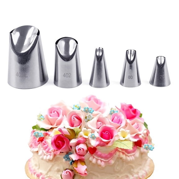 5pcs Petal Stainless Steel Icing Piping Nozzle Cream Tips Cake Cream Pastry Tool