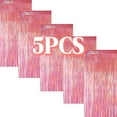 thumbnail image 1 of 5pcs Pink Iridescent Holographic Foil Fringe Streamers - 39x78 Inch Plastic Door Tinsel for Birthday, Wedding, Bachelorette,Party Decorations Supplies, Celebration Decor, 1 of 8