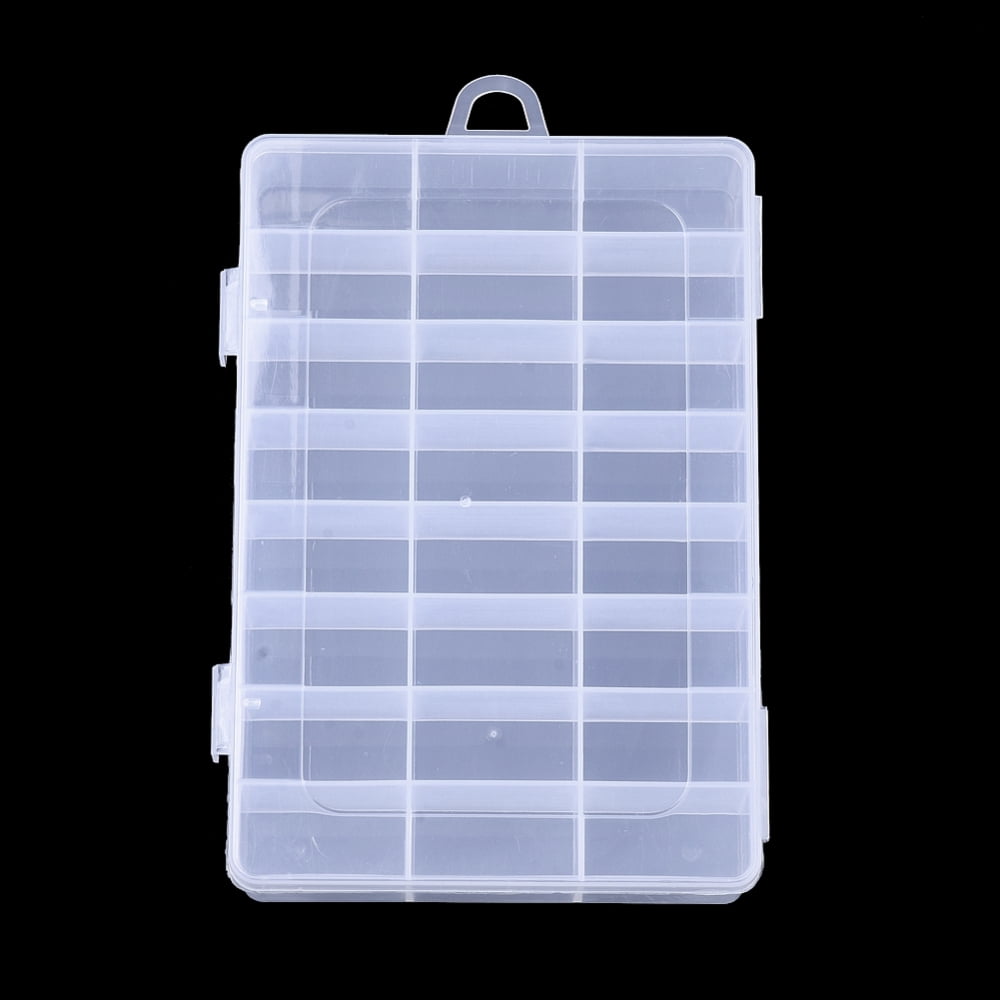 5pcs Plastic Bead Storage Containers 24 Compartments Rectangle Clear 19.5x13x3.6cm Hole: 10x15.5mm Compartment: 22x41mm