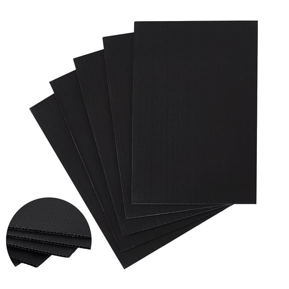 5pcs Plastic Corrugated Sheets Pads for DIY Crafts Model Building Rectangle Black 300x200x3mm