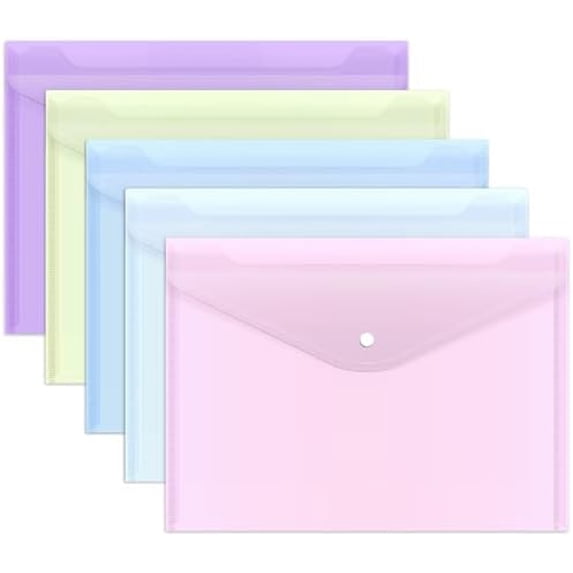 5pcs Plastic Envelopes Folders, Plastic Poly Folders for Documents ...
