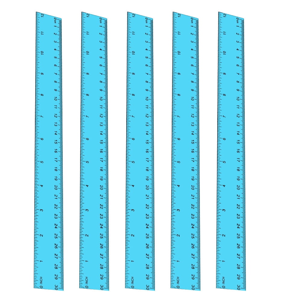 5pcs Plastic Straight Rulers 12 Inch Rulers Students Measuring Tools