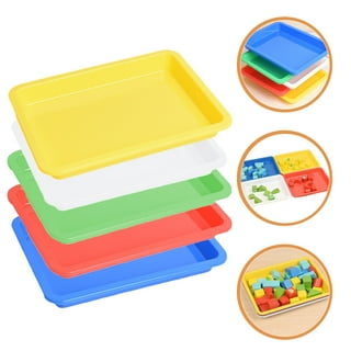 Woozettn 10 Pcs Multicolor Plastic Art Trays,Activity Plastic tray,arts and Crafts Organizer Tray,Serving Tray for School Home Art and, Blue