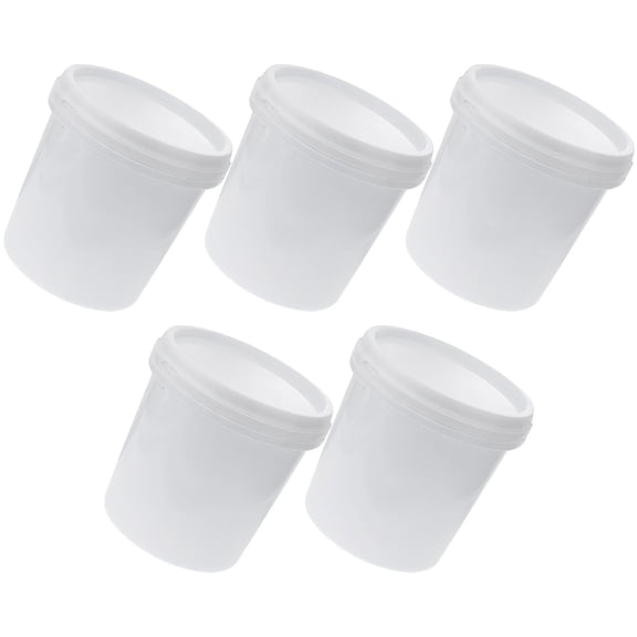 5-Pack 1L Plastic Water Buckets with Handles and Lids, Portable Multipurpose Buckets for Farm, Camping, and Household Use