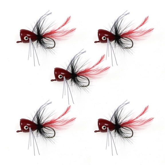 5pcs Popping Insect Lure with Hook Fly Fishing Popper Fly Popper Lures for Trout Topwater Fishing Lures