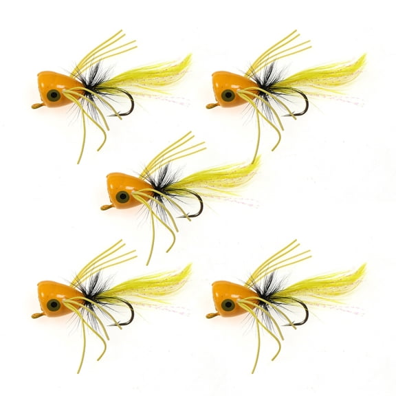5pcs Popping Insect Lure with Hook Fly Fishing Popper Fly Popper Lures for Trout Topwater Fishing Lures