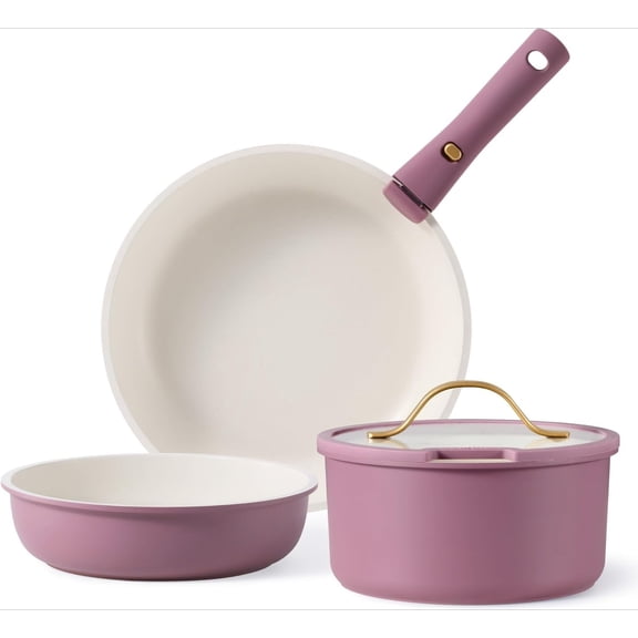 5pcs Pots and Pans Set, Nonstick Cookware Set Detachable Handle,kitchen essentials,RV kitchen pot and pan,Induction Cookware,Oven Safe,Purple