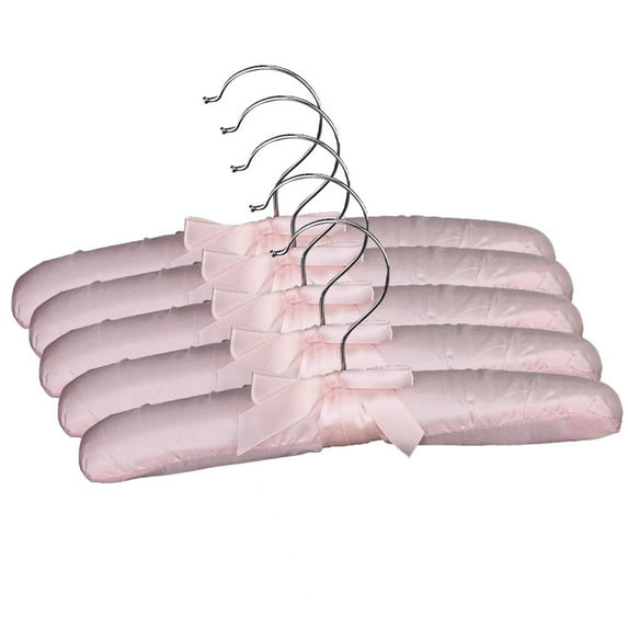 FUEENIRVA Padded Hangers for Women Sweaters Pink Satin 5Pcs