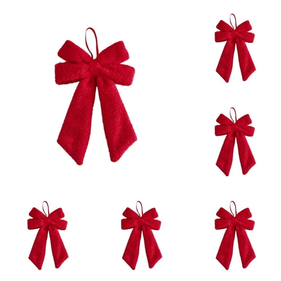 5pcs Pre-Tied Red Bows with Hanging Loops for Gift Wrapping, Xmas Tree Decor, Weddings, Christmas Boxes, and Holiday Party Supplies for Home and Office Use Throughout the Season