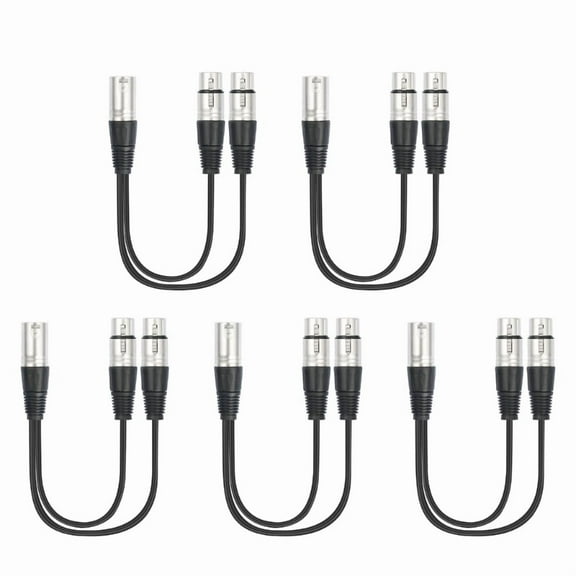 5pcs Professional 3Pin XLR Male To Dual Female Microphone Cable Adapter, Balanced Audio Splitter For Mixers And Speakers