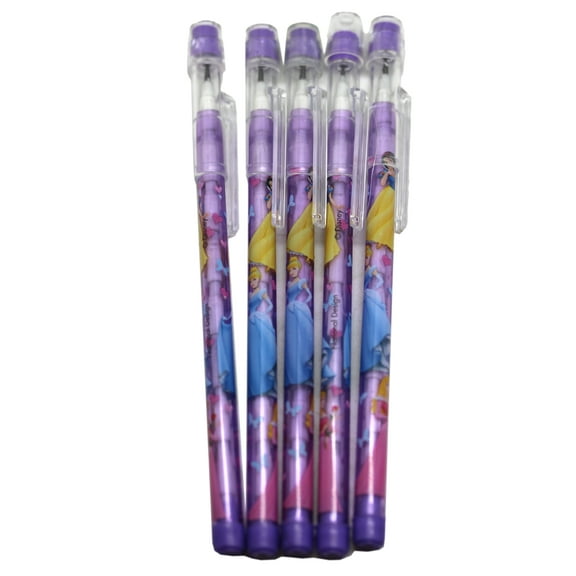 5pcs Purple Disney Princess Pencils Set -Aurora, Snow White and Cinderella Lavender Cartridge Pencils