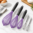5pcs Purple + Stainless Steel;7+9+11in & 5+7in Silicone Whisk Set for ...