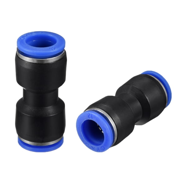 Uxcell 5Pcs Push to Connect Fittings Tube Connect 12mm Straight OD Push Fit Fitting Tube Fittings Push Lock Blue