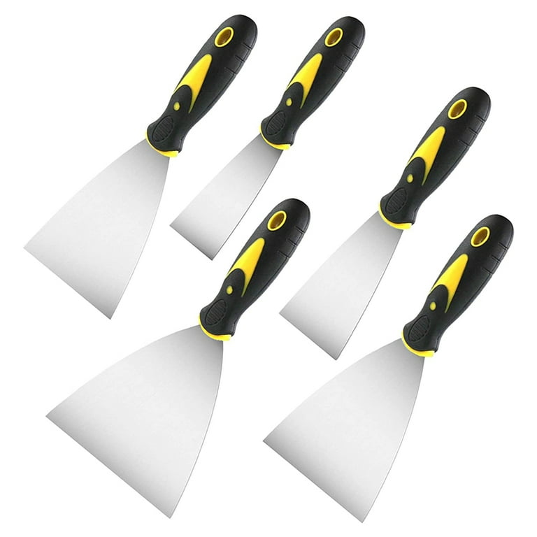 Putty Knife Set, Spackle Knife, Metal Scraper Tool for Drywall, Putty, Decals, Wallpaper, Baking, Patching and Painting, 4 Pcs (5?, 4?, 3?, 1.5? Wide)