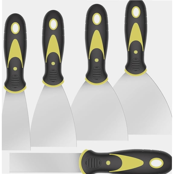 5pcs Putty Scraper Set Stainless Steel Wallpaper Scrapers Tool Kit 5 in 1 Spackle Paint Tools Caulk Removal Tool for Wallpaper/Decals/Drywall Finishing/Plaster Scraping(green)