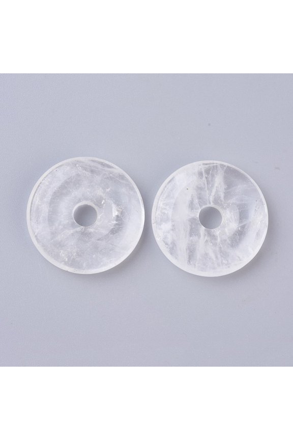 5pcs Quartz Pendants Rock Pendants Donut/Pi Disc Donut Width: 12~12.5mm 30~31x6~7mm Hole: 6mm