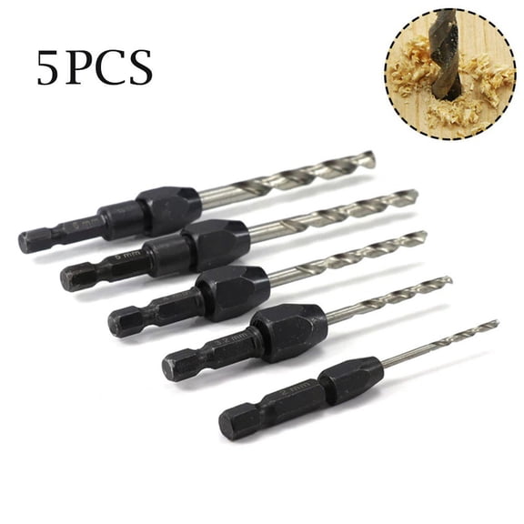5pcs Quick Chuck Countersink Drill Bit Set HSS 6542 Hex Shank Wood Hole Cutter