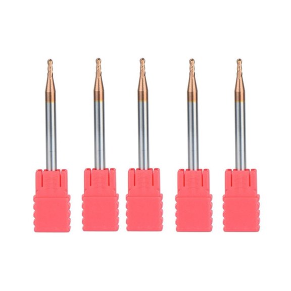 5pcs R1-4-50 Tungsten Steel Ball Nose End Mills HRC55 with Straight Shank 2 Flute Ball Head Milling Cutters Router Bits