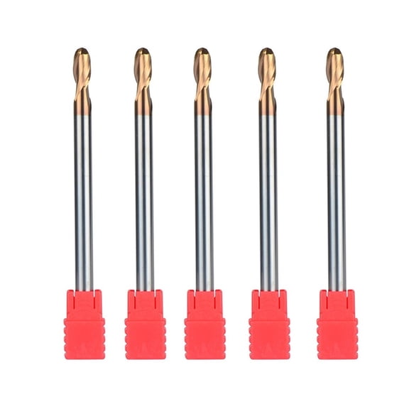 5pcs R3-6-100 Tungsten Steel Ball Nose End Mills HRC55 with Straight Shank 2 Flute Ball Head Milling Cutters Router Bits