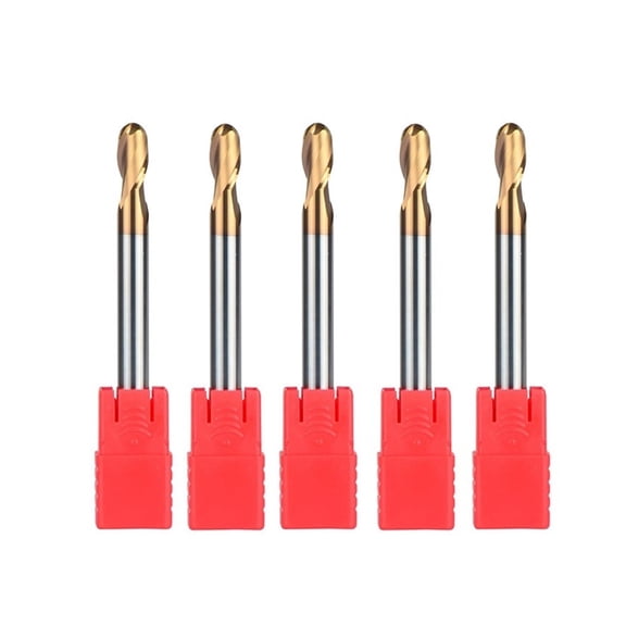 5pcs R4-8-100 HRC55 with Straight Shank Tungsten Steel Ball Nose End Mills  2 Flute Ball Head Milling Cutters Router Bits