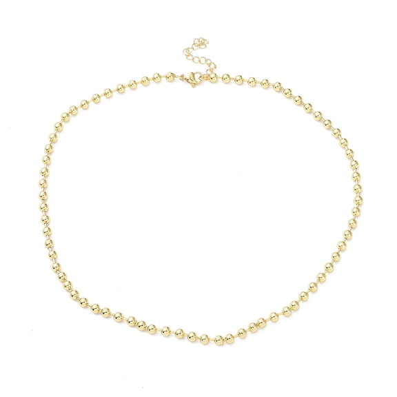 5pcs Rack Plating Brass Ball Chain Necklaces for Women Long-Lasting Plated Lead Free & Cadmium Free Real 18K golden Plated 16.54 inch(42cm) bead: 4mm