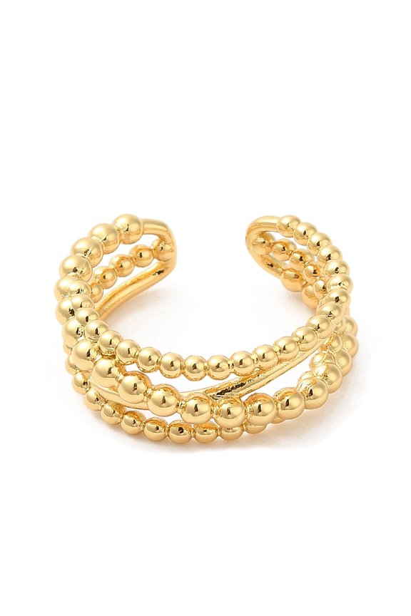 5pcs Rack Plating Brass Criss Cross Open Cuff Rings for Women Cadmium Free & Lead Free golden Inner Diameter: 17mm