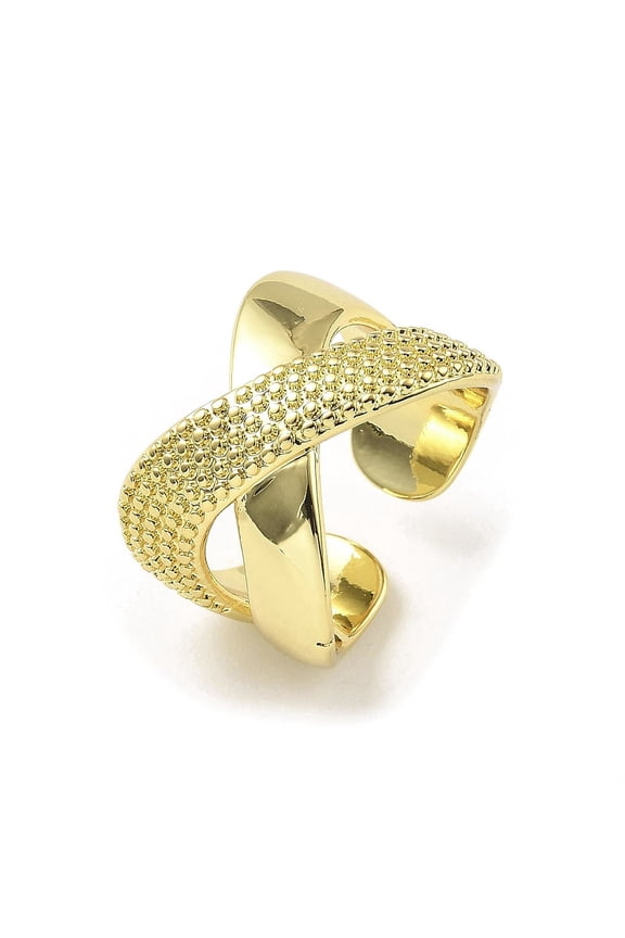 5pcs Rack Plating Brass Open Cuff Ring Criss Cross Ring Long-Lasting Lead Free & Cadmium Free golden Inner Diameter: 17mm