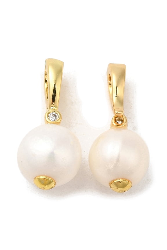 5pcs Rack Plating Brass Pendants Natural Pearl Lead Free & Cadmium Free Long-Lasting Plated Real 18K Gold Plated 19x8.5mm