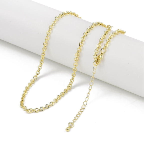 5pcs Rack Plating Brass Textured Cable Chain Necklaces for Women Long-Lasting Plated Lead Free Cadmium Free Real 18K Gold Plated 15.98 inch(40.6cm)