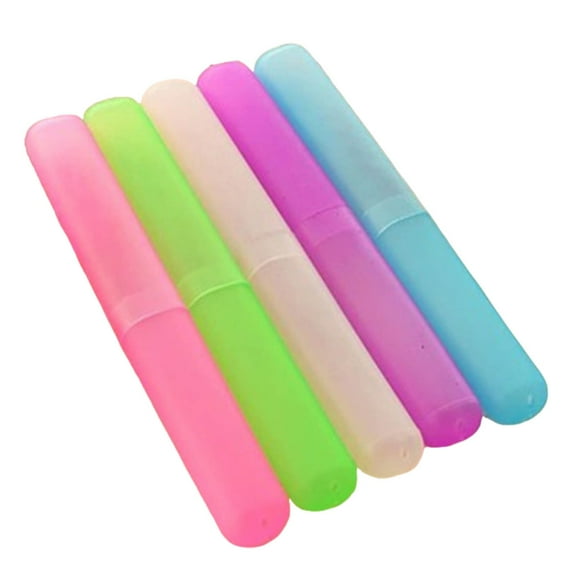 5pcs Rainbow Portable Adult Toothbrush Cases with Cute and Practical Design for Travel and Daily Use