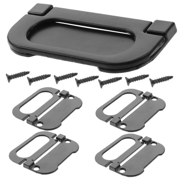CIMAXIC 5Pcs Flush Mounted Black Zinc Alloy Door Handles for Home Cabinet Drawer Replacement Pulls